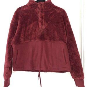 All In Motion Womens Sherpa Pullover Fleece Burgundy Medium
